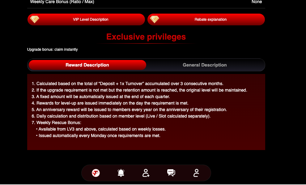 VIP reward description
